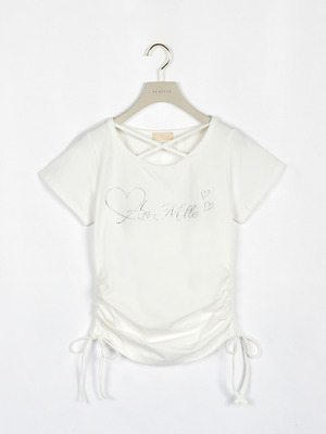 ギャザーラインストーンTシャツ