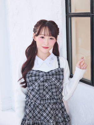 ビジュー襟付きリブニット