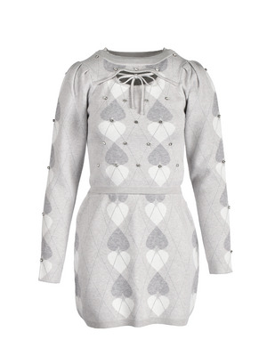 Heart Argyle Knit Set